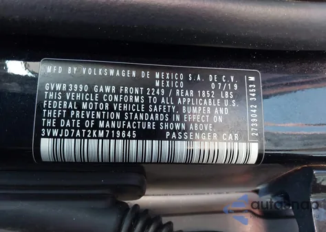 2019 Volkswagen Beetle 2.0T Se из США, поврежденный, VIN 3VWJD7AT2KM719645